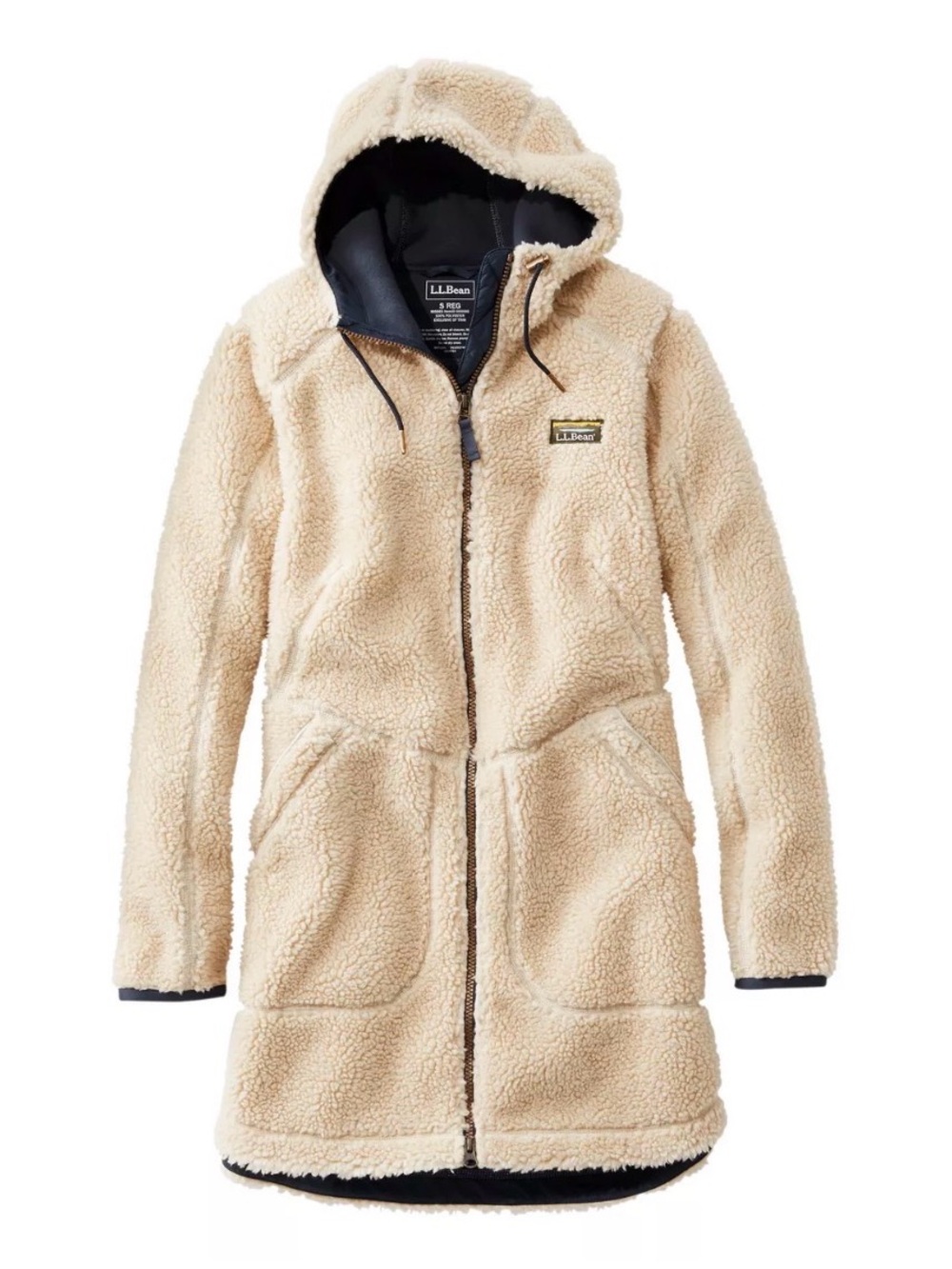 L.L. Bean Women's Natural Mountain Pile Fleece Zip-Up Hooded Coat